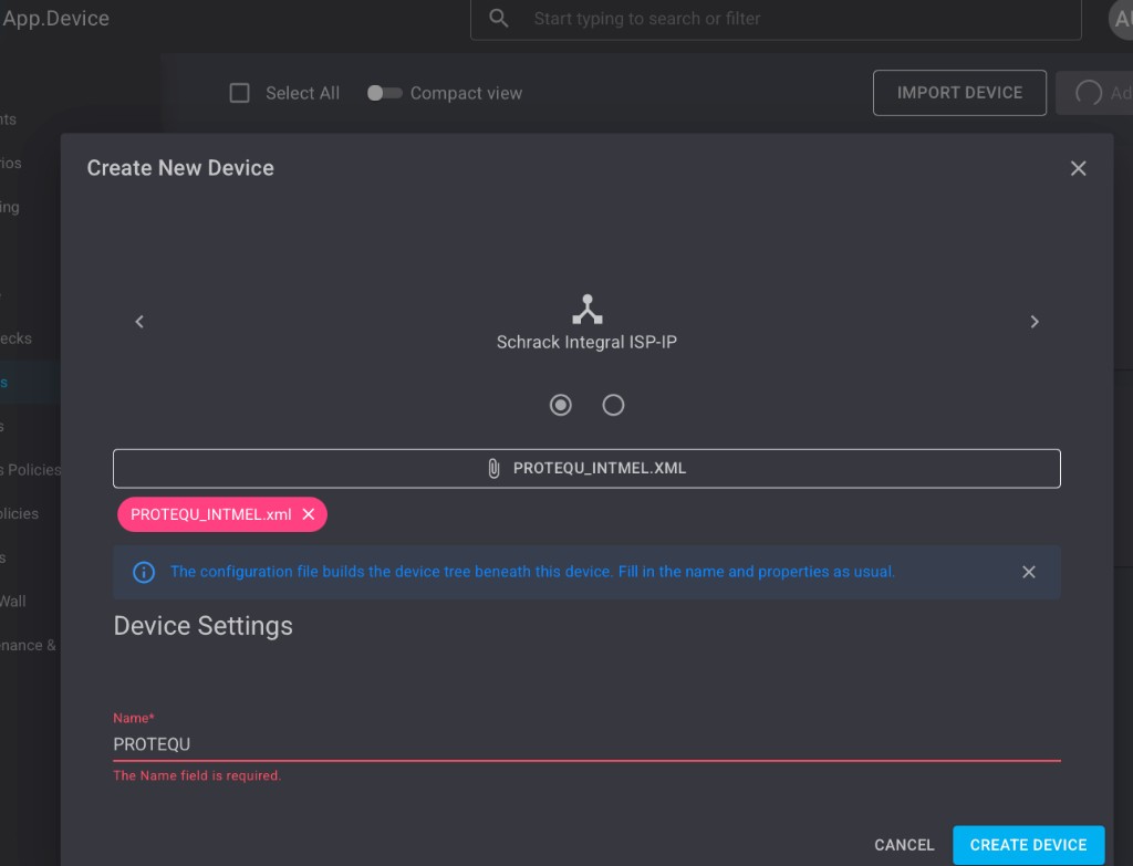 Add device — Intmel XML